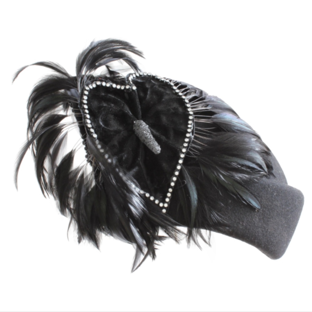 Jack McConnell Hat Wool & Feather Clochette Vintage Fascinator Designer HTF Rare